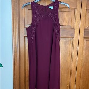 She and Sky Burgundy Embellished Mini Dress